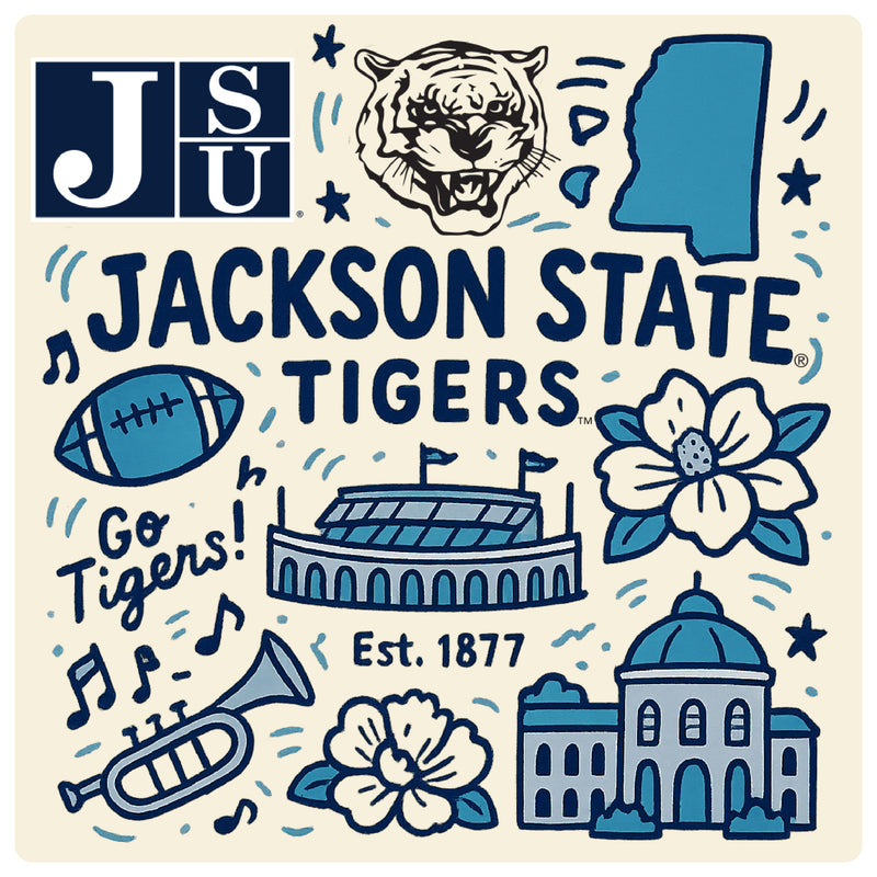 Jackson State University Medley Design Decorative Magnet or Sticker – Officially Licensed 3-Inch