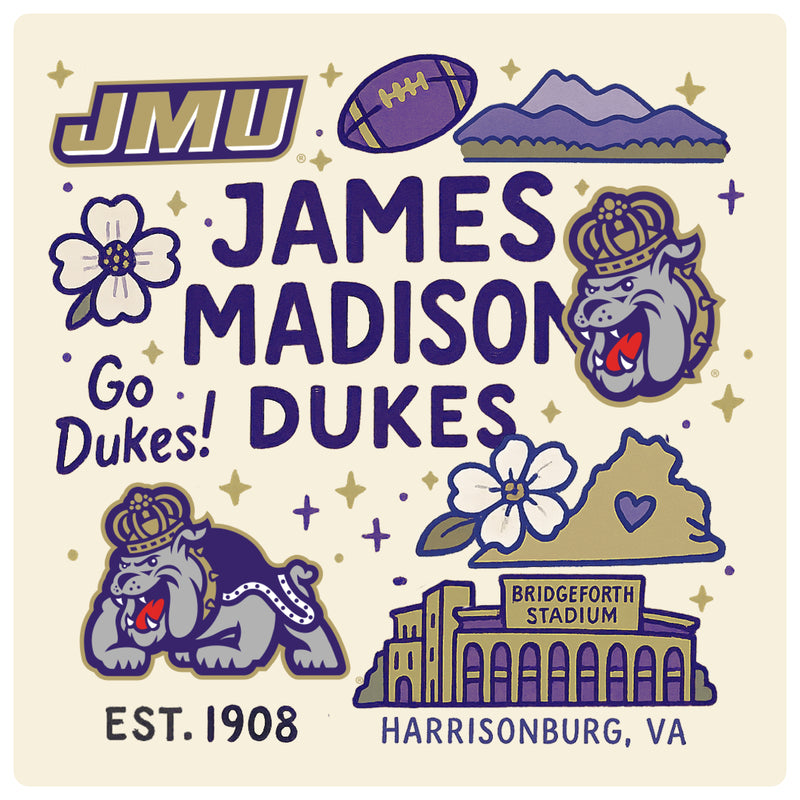 James Madison Dukes Medley Design Decorative Magnet or Sticker – Officially Licensed 3-Inch