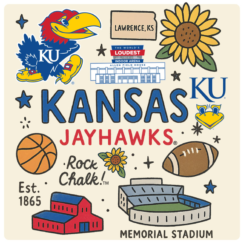 Kansas Jayhawks Medley Design Decorative Magnet or Sticker – Officially Licensed 3-Inch