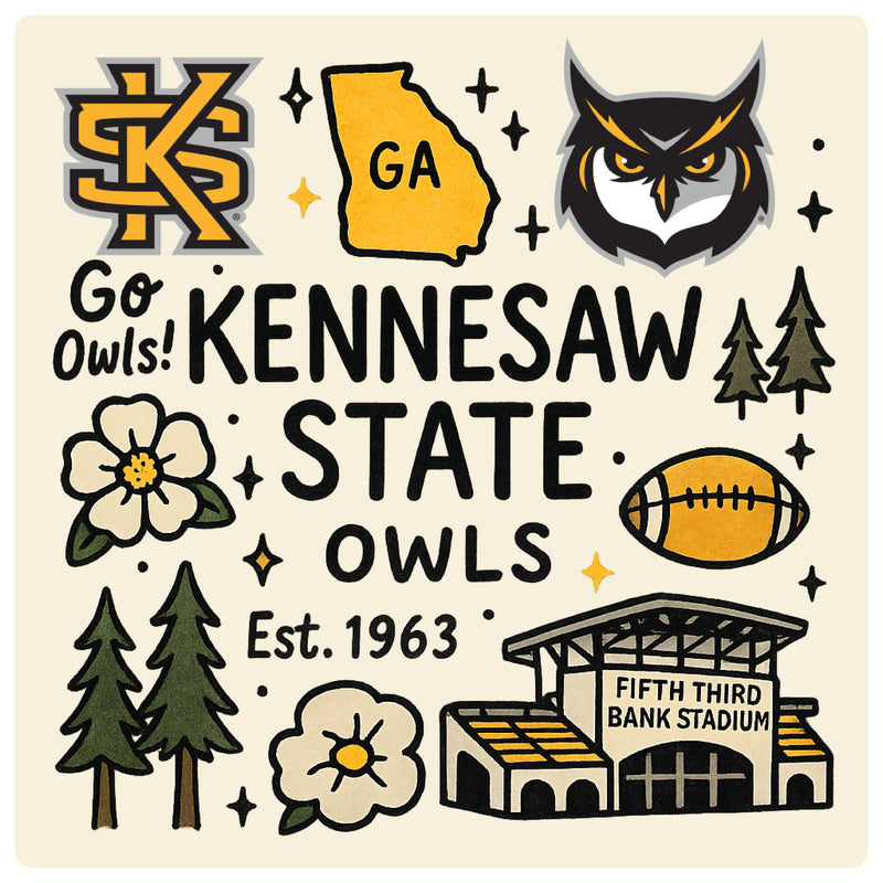 Kennesaw State University Medley Design Decorative Magnet or Sticker – Officially Licensed 3-Inch