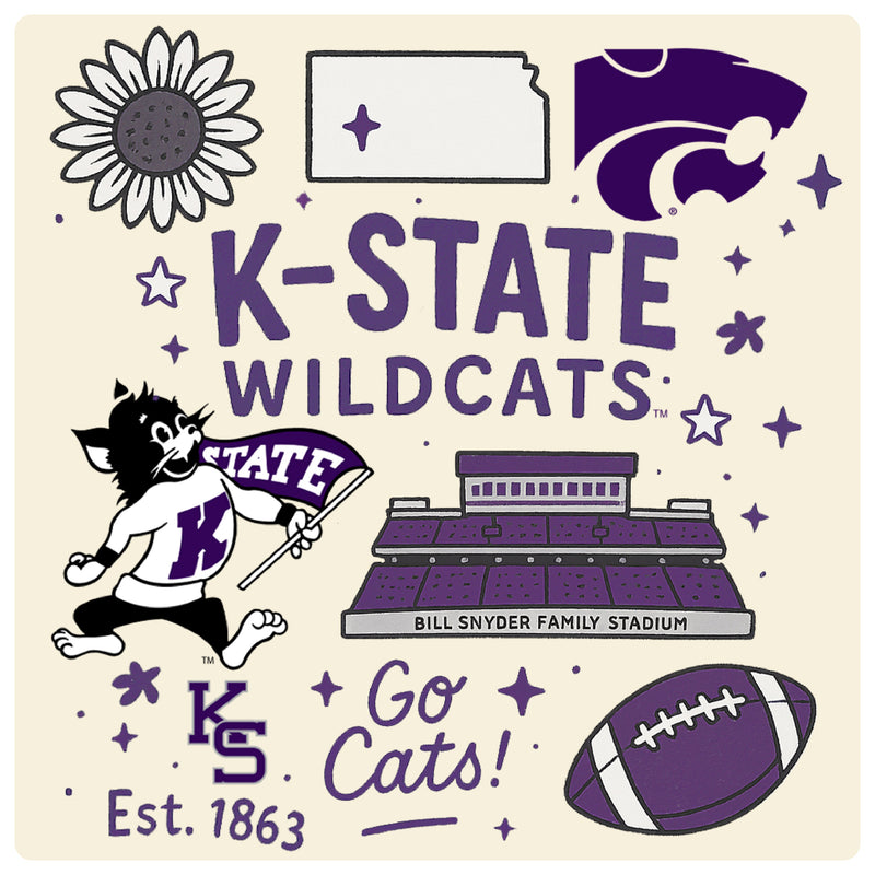 Kansas State Wildcats Medley Design Decorative Magnet or Sticker – Officially Licensed 3-Inch