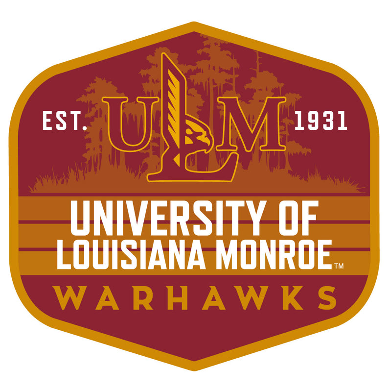 University of Louisiana Monroe Scenic Background Vinyl Sticker/Magnet - Officially Licensed 