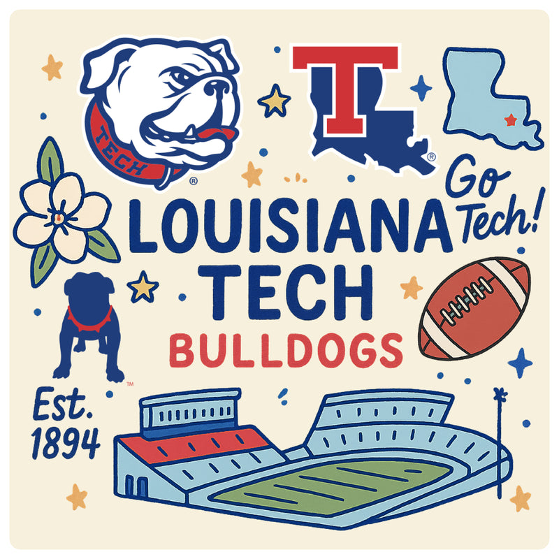 Louisiana Tech Bulldogs Medley Design Decorative Magnet or Sticker – Officially Licensed 3-Inch