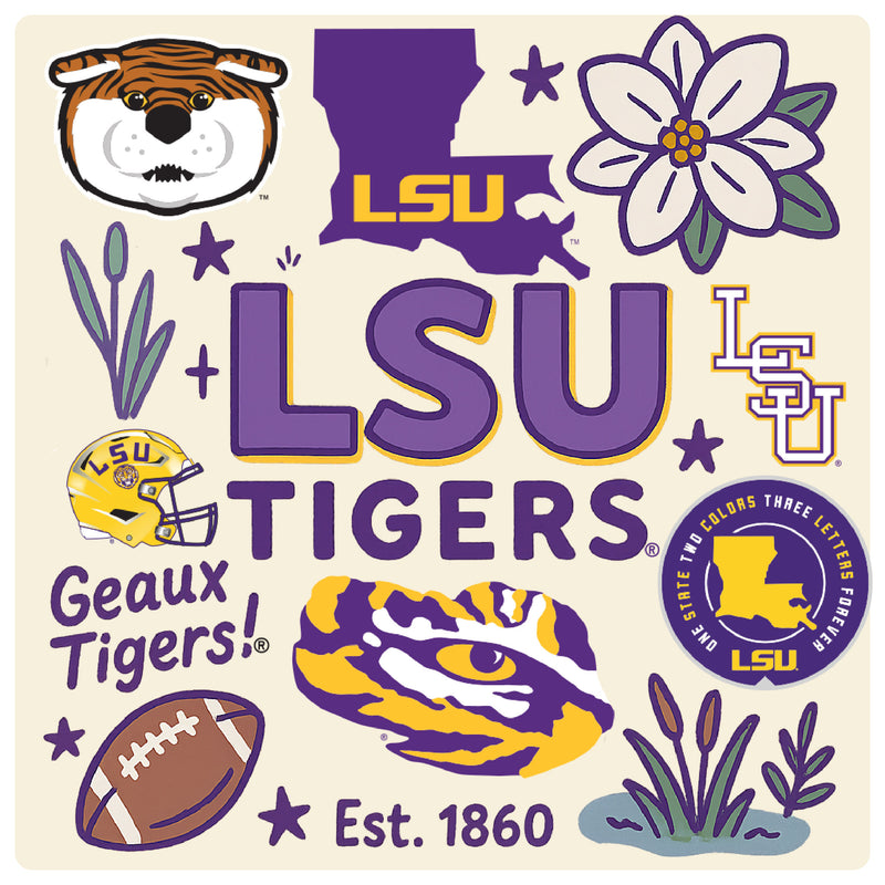 LSU Tigers Medley Design Decorative Magnet or Sticker – Officially Licensed 3-Inch