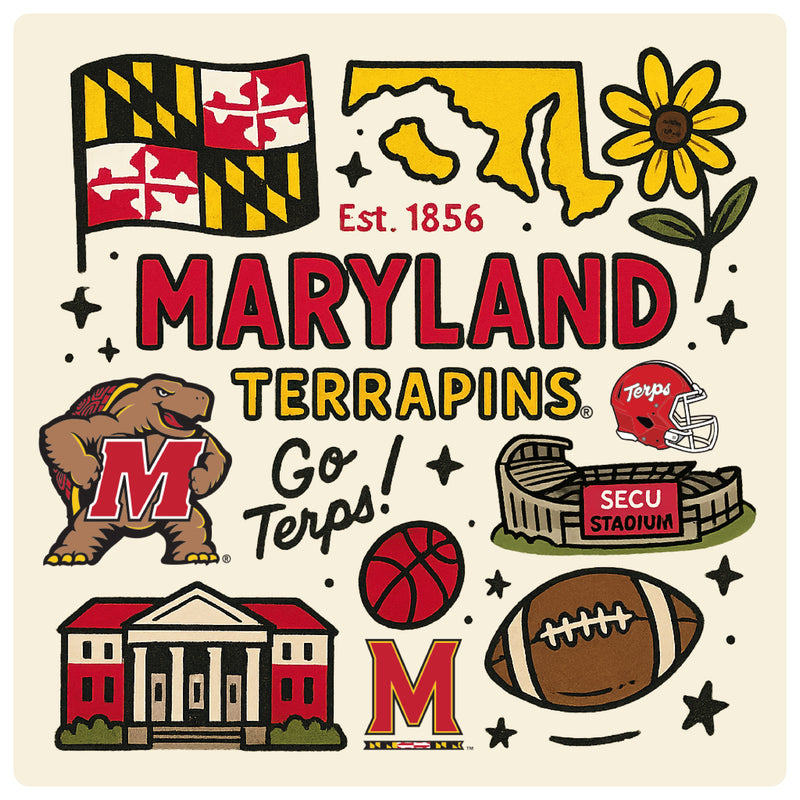Maryland Terrapins Medley Design Decorative Magnet or Sticker – Officially Licensed 3-Inch