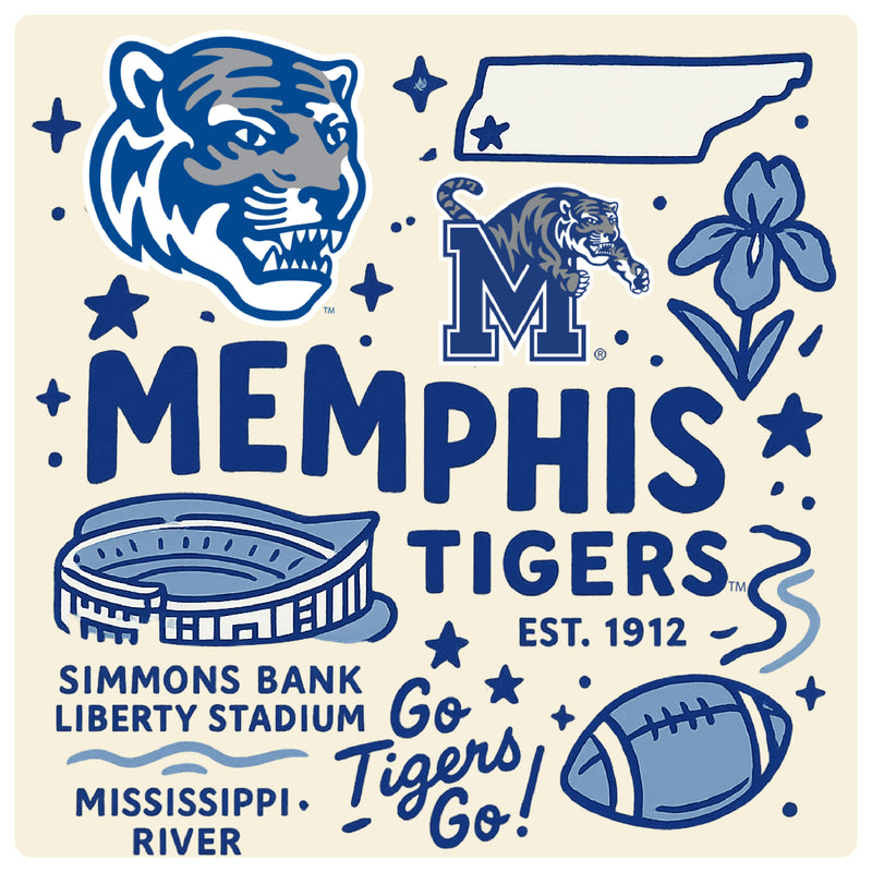 Memphis Tigers Medley Design Decorative Magnet or Sticker – Officially Licensed 3-Inch