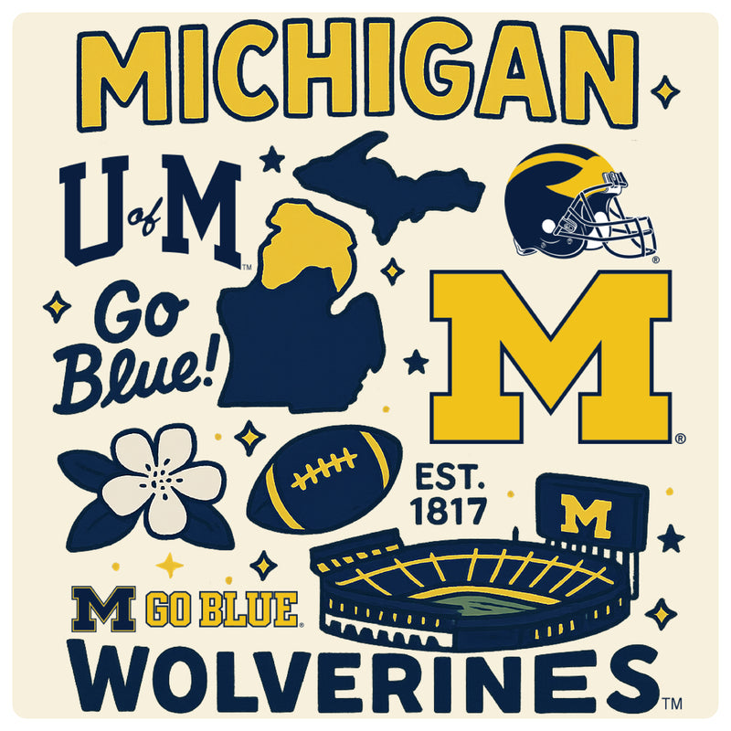 Michigan Wolverines Medley Design Decorative Magnet or Sticker – Officially Licensed 3-Inch