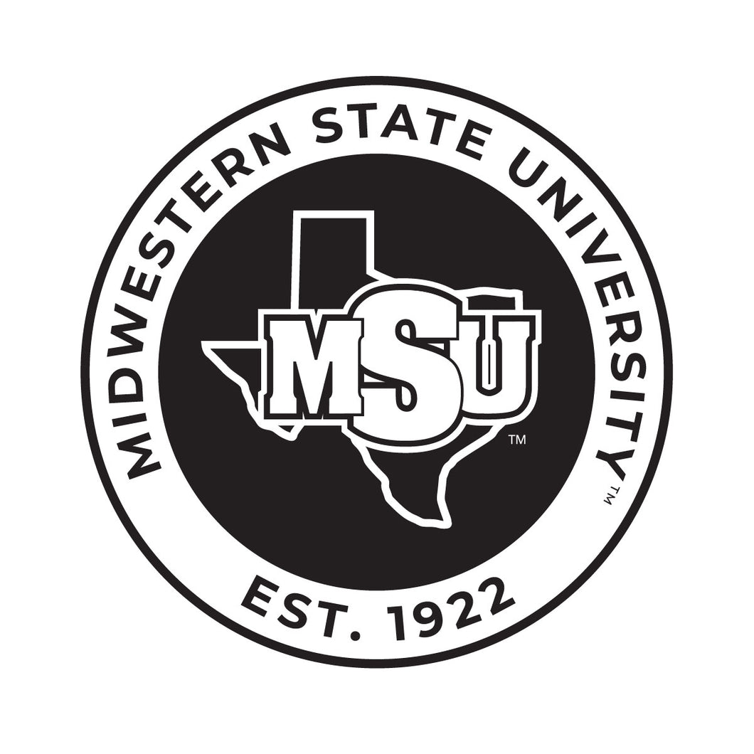 Midwestern State University Mustangs Officially Licensed Black Vinyl Decal Sticker White Backing