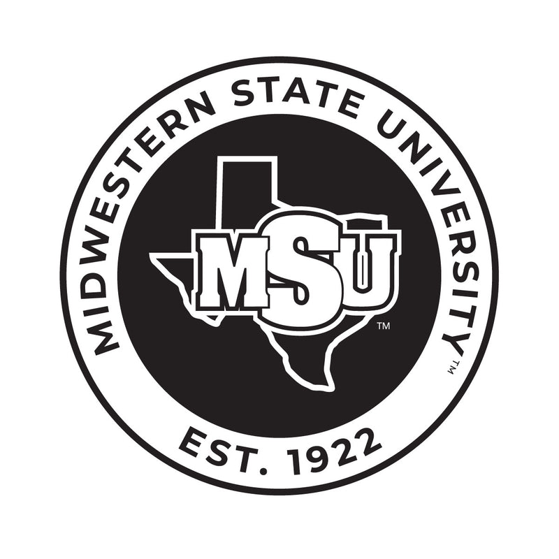 Midwestern State University Mustangs Officially Licensed Black Vinyl Decal Sticker White Backing