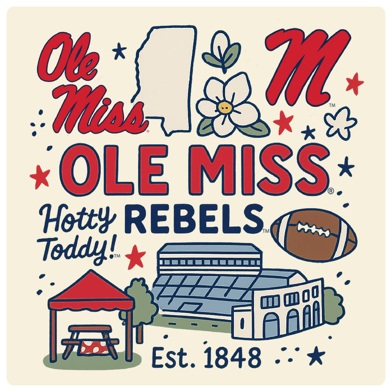 Mississippi Rebels "Ole Miss" Medley Design Decorative Magnet or Sticker – Officially Licensed 3-Inch