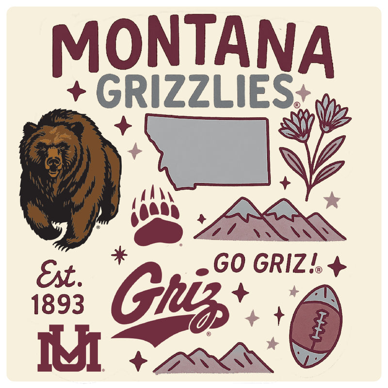 Montana University Medley Design Decorative Magnet or Sticker – Officially Licensed 3-Inch