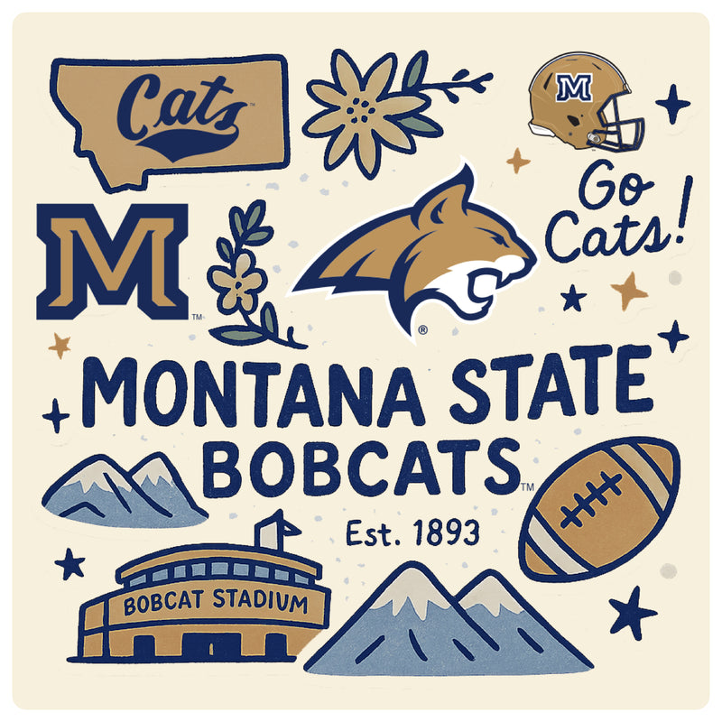 Montana State Bobcats Medley Design Decorative Magnet or Sticker – Officially Licensed 3-Inch