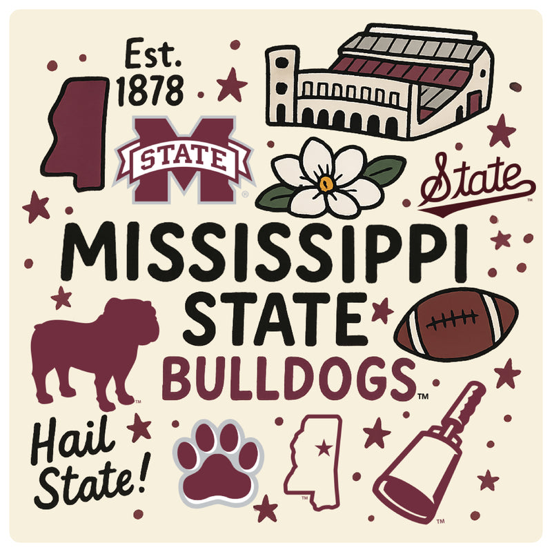 Mississippi State Bulldogs Medley Design Decorative Magnet or Sticker – Officially Licensed 3-Inch