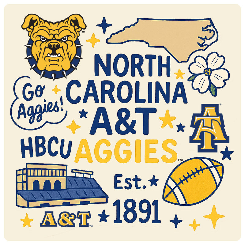 North Carolina A&T State Aggies Medley Design Decorative Magnet or Sticker – Officially Licensed 3-Inch
