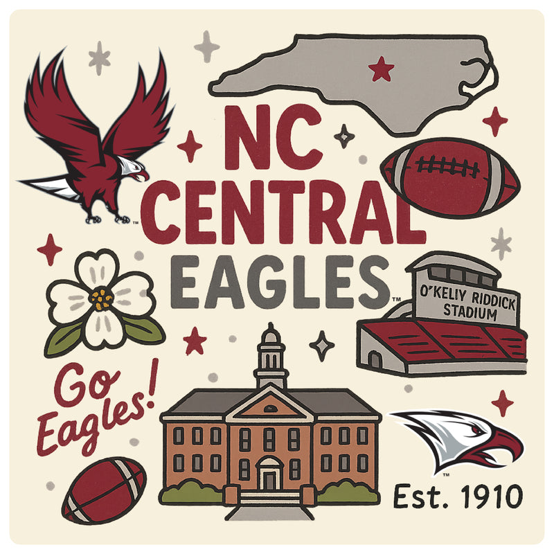 North Carolina Central Eagles Medley Design Decorative Magnet or Sticker – Officially Licensed 3-Inch