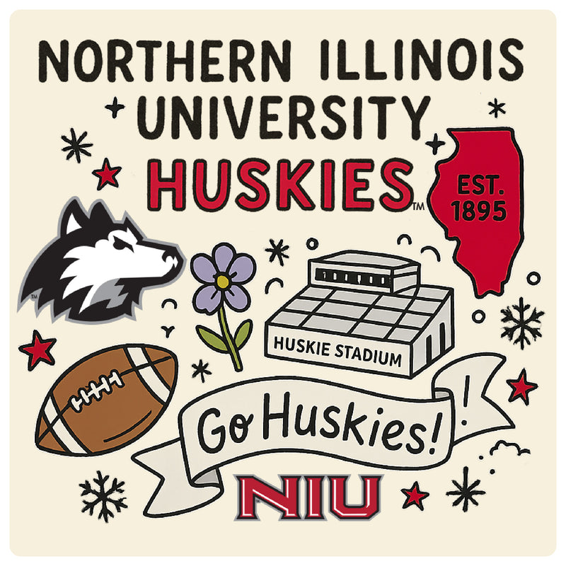 Northern Illinois Huskies Medley Design Decorative Magnet or Sticker – Officially Licensed 3-Inch