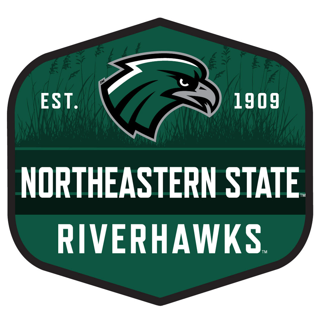 Northeastern State University Riverhawks Scenic Background Vinyl Sticker/Magnet - Officially Licensed 