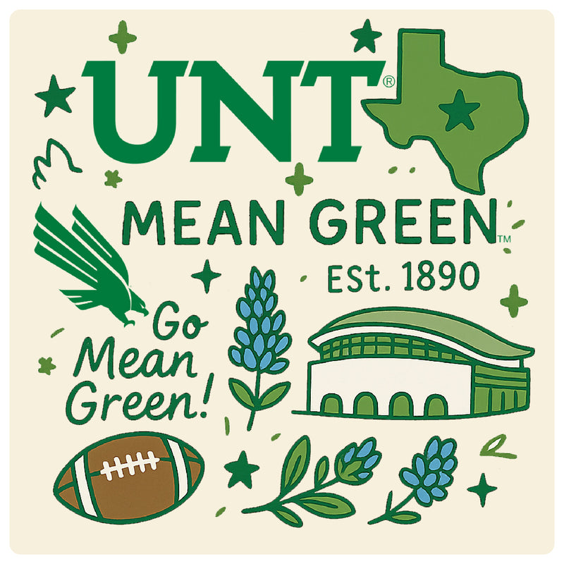 North Texas Medley Design Decorative Magnet or Sticker – Officially Licensed 3-Inch