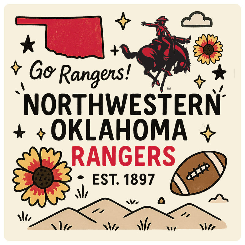 Northwestern Oklahoma State University Medley Design Decorative Magnet or Sticker – Officially Licensed 3-Inch