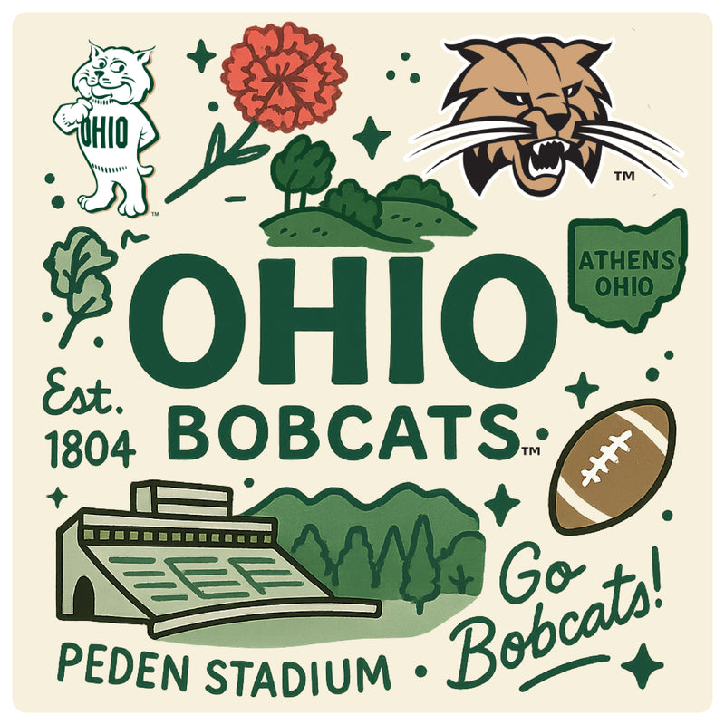 Ohio University Medley Design Decorative Magnet or Sticker – Officially Licensed 3-Inch