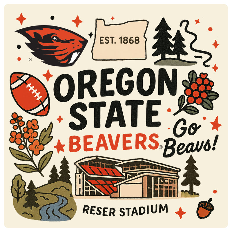 Oregon State Beavers Medley Design Decorative Magnet or Sticker – Officially Licensed 3-Inch