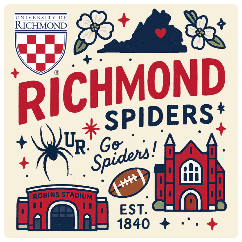 Richmond Spiders Medley Design Decorative Magnet or Sticker – Officially Licensed 3-Inch
