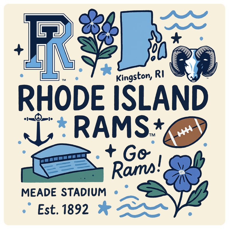 Rhode Island University Medley Design Decorative Magnet or Sticker – Officially Licensed 3-Inch