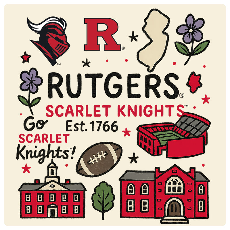 Rutgers Scarlet Knights Medley Design Decorative Magnet or Sticker – Officially Licensed 3-Inch