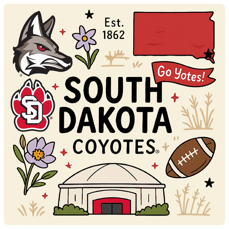 South Dakota Coyotes Medley Design Decorative Magnet or Sticker – Officially Licensed 3-Inch
