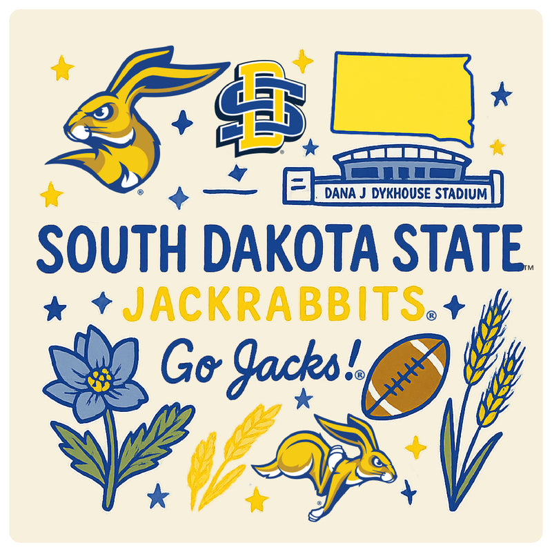 South Dakota State Jackrabbits Medley Design Decorative Magnet or Sticker – Officially Licensed 3-Inch