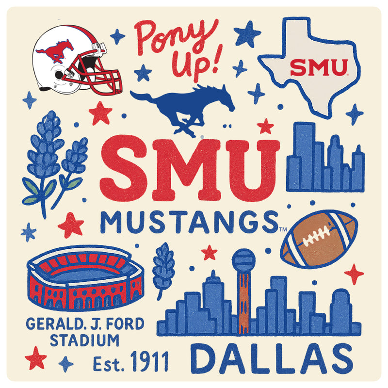 Southern Methodist University Medley Design Decorative Magnet or Sticker – Officially Licensed 3-Inch