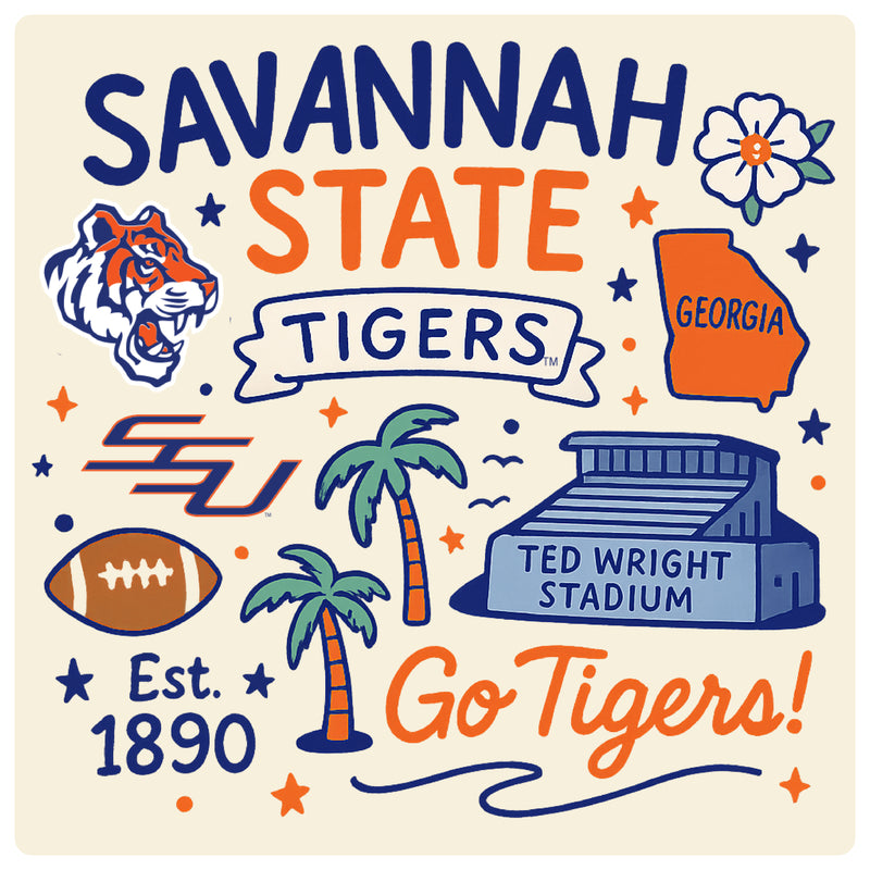 Savannah State University Medley Design Decorative Magnet or Sticker – Officially Licensed 3-Inch
