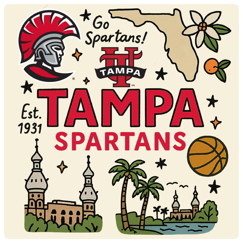 University of Tampa Spartans Medley Design Decorative Magnet or Sticker – Officially Licensed 3-Inch