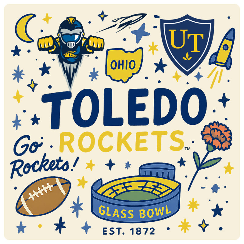 Toledo Rockets Medley Design Decorative Magnet or Sticker – Officially Licensed 3-Inch