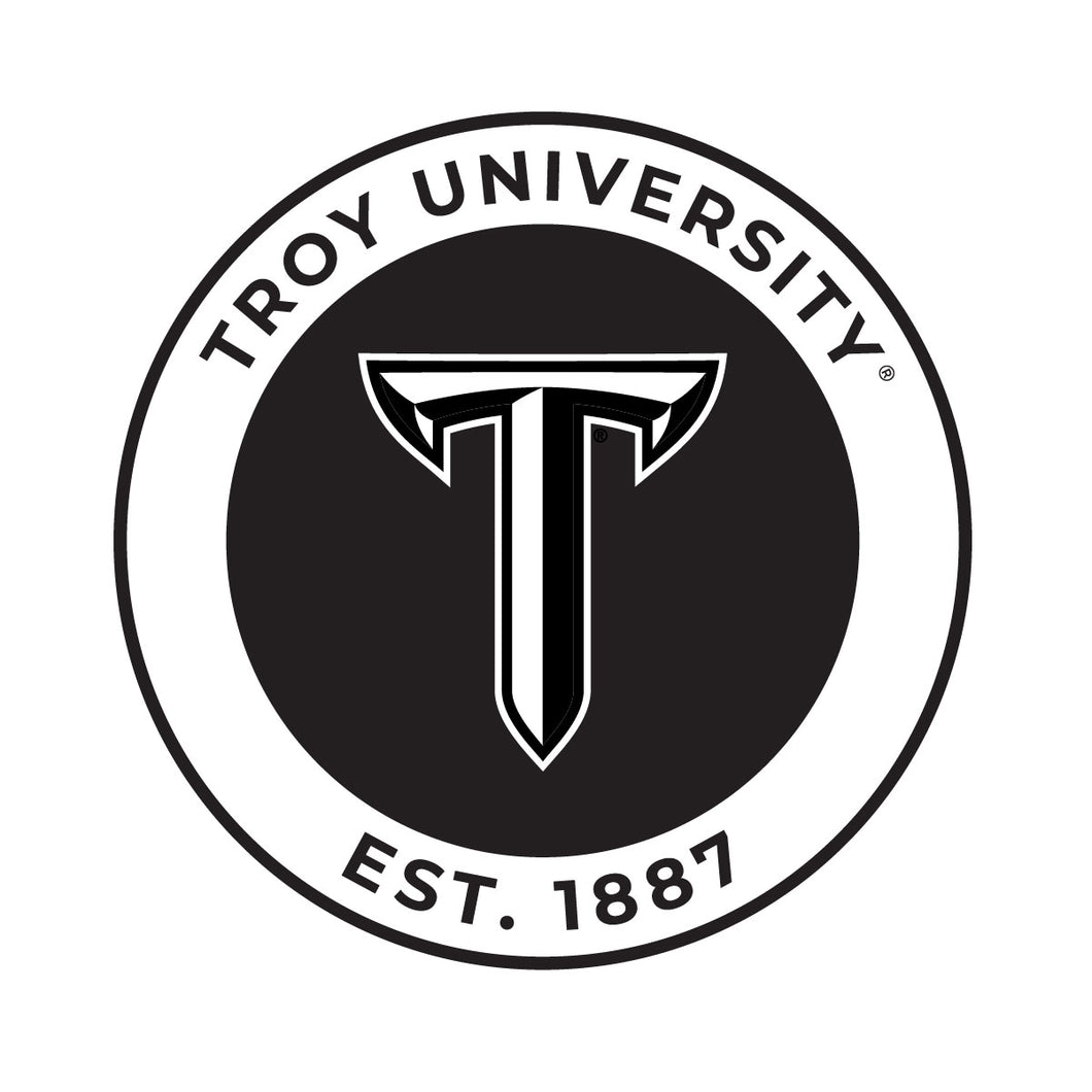 Troy University Officially Licensed Black Vinyl Decal Sticker White Backing