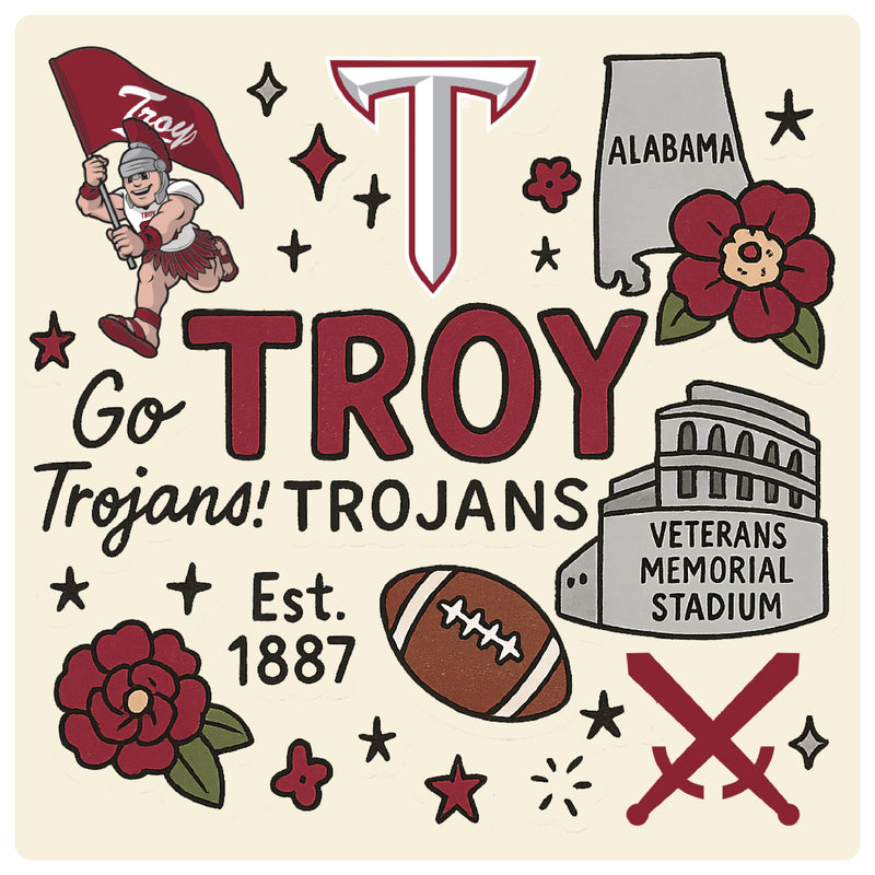 Troy University Medley Design Decorative Magnet or Sticker – Officially Licensed 3-Inch