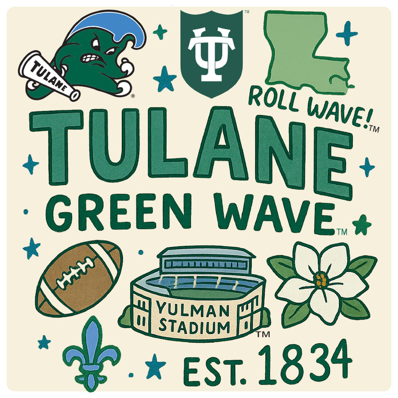 Tulane University Green Wave Medley Design Decorative Magnet or Sticker – Officially Licensed 3-Inch