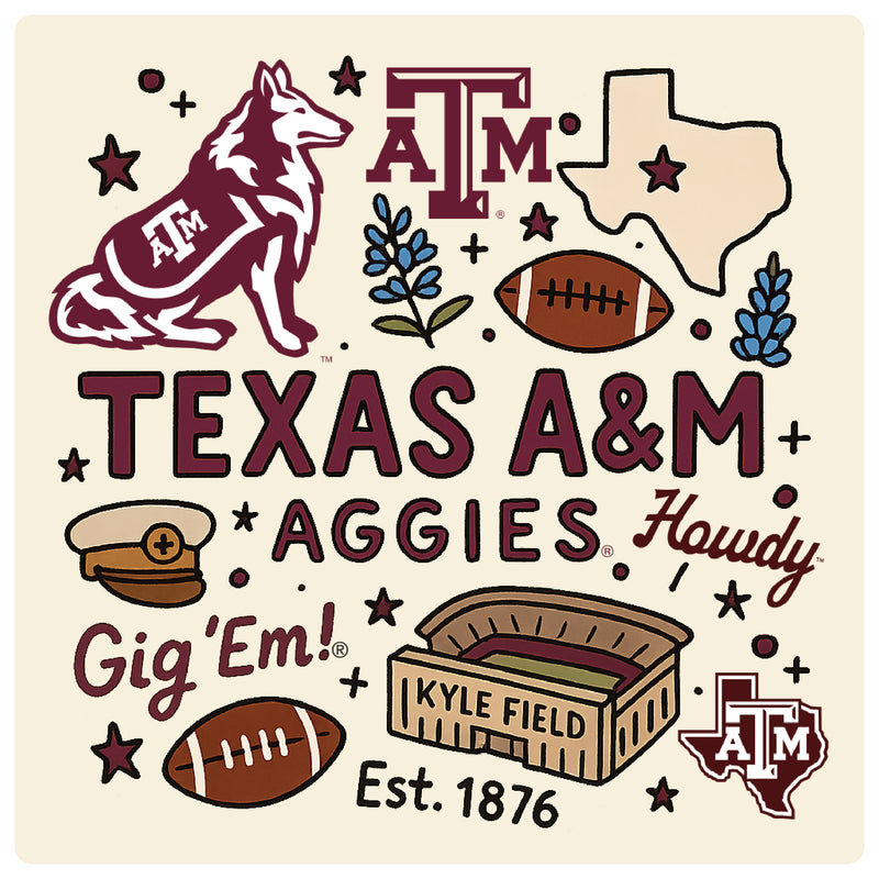 Texas A&M Aggies Medley Design Decorative Magnet or Sticker – Officially Licensed 3-Inch