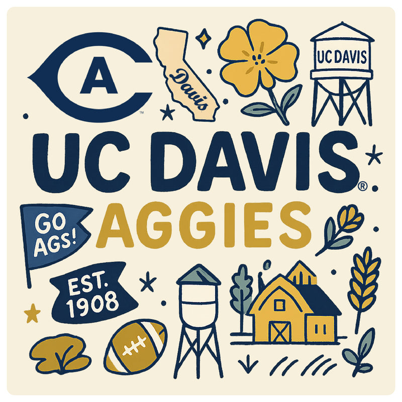 UC Davis Aggies Medley Design Decorative Magnet or Sticker – Officially Licensed 3-Inch