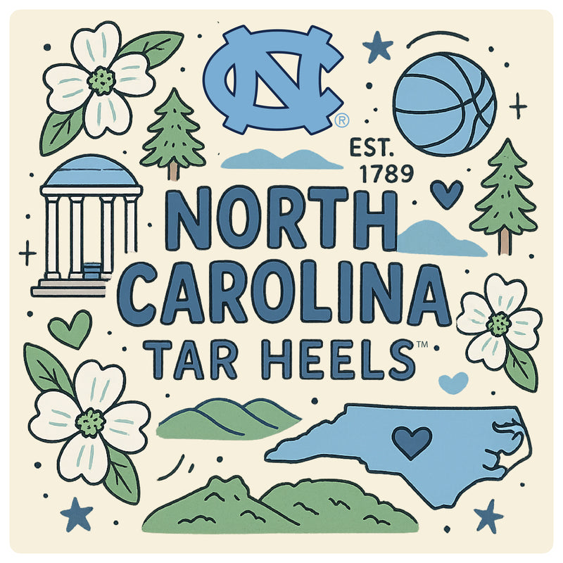 UNC Tar Heels Medley Design Decorative Magnet or Sticker – Officially Licensed 3-Inch