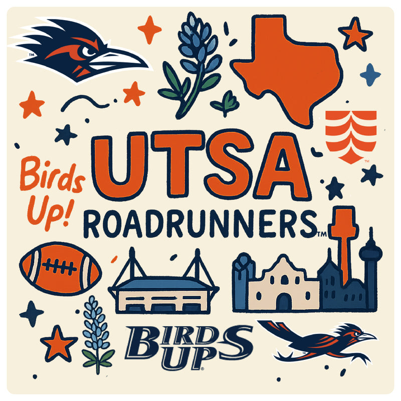 UTSA Roadrunners Medley Design Decorative Magnet or Sticker – Officially Licensed 3-Inch
