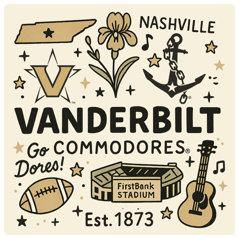 Vanderbilt University Medley Design Decorative Magnet or Sticker – Officially Licensed 3-Inch