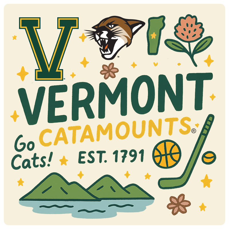 Vermont Catamounts Medley Design Decorative Magnet or Sticker – Officially Licensed 3-Inch