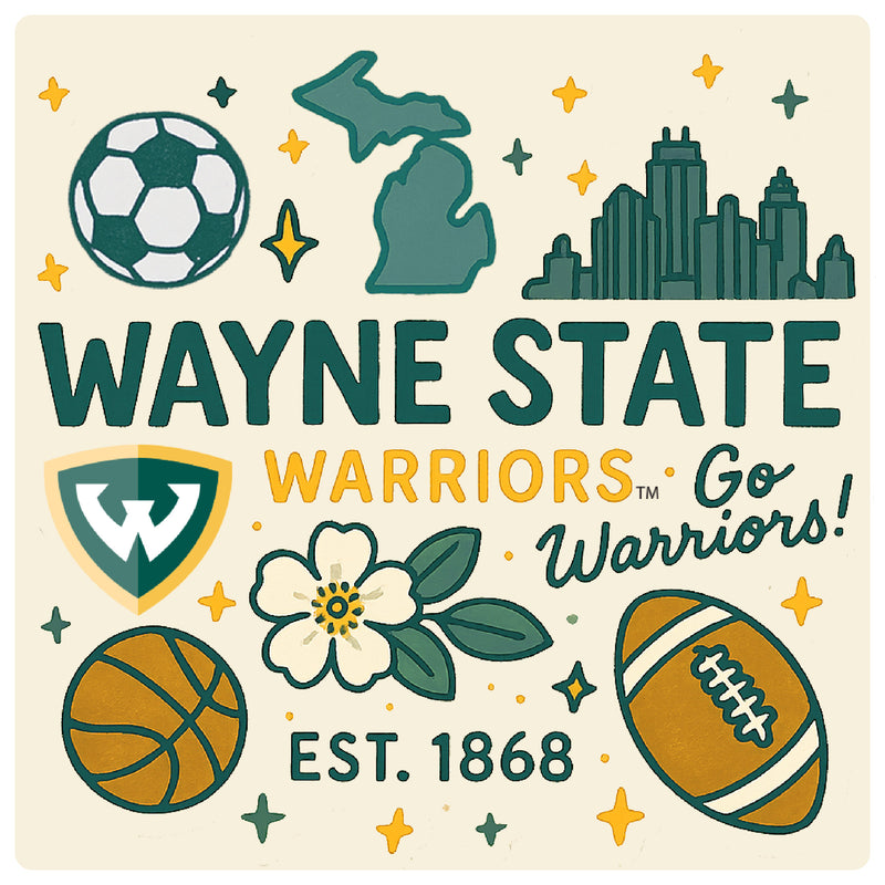 Wayne State Medley Design Decorative Magnet or Sticker – Officially Licensed 3-Inch