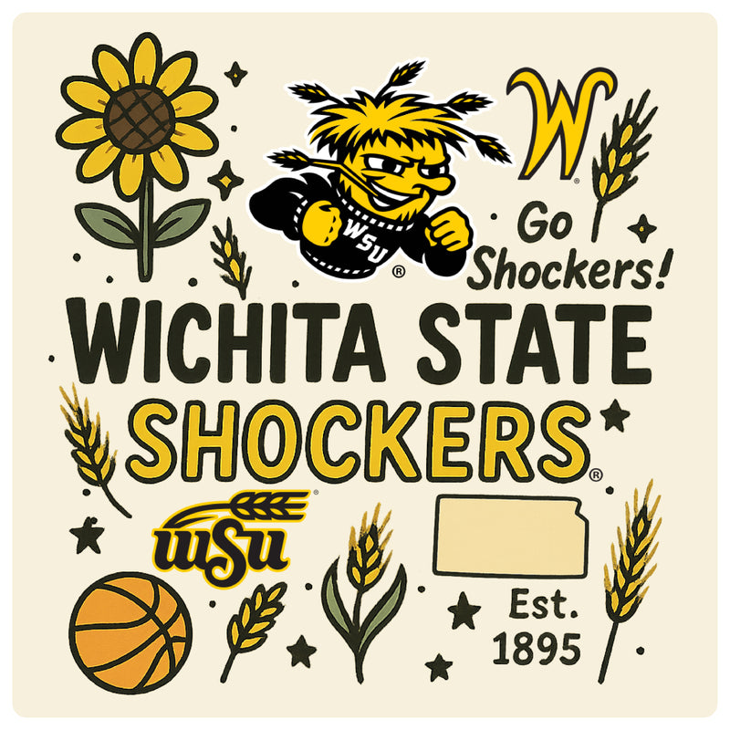 Wichita State Shockers Medley Design Decorative Magnet or Sticker – Officially Licensed 3-Inch