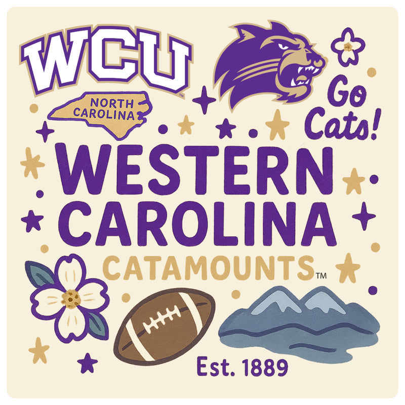 Western Carolina University Medley Design Decorative Magnet or Sticker – Officially Licensed 3-Inch
