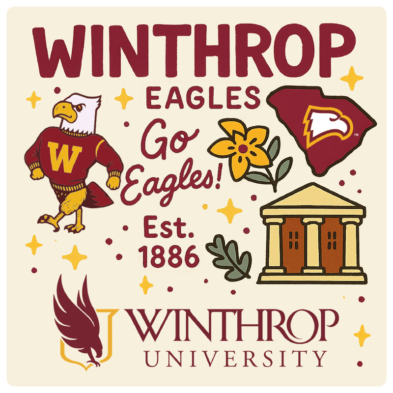 Winthrop University Medley Design Decorative Magnet or Sticker – Officially Licensed 3-Inch