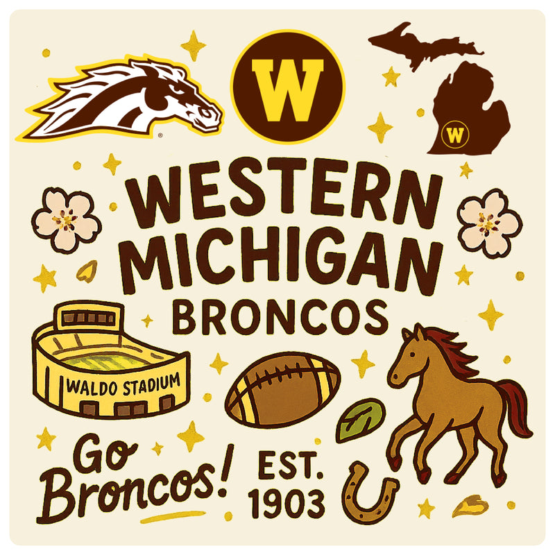 Western Michigan University Medley Design Decorative Magnet or Sticker – Officially Licensed 3-Inch