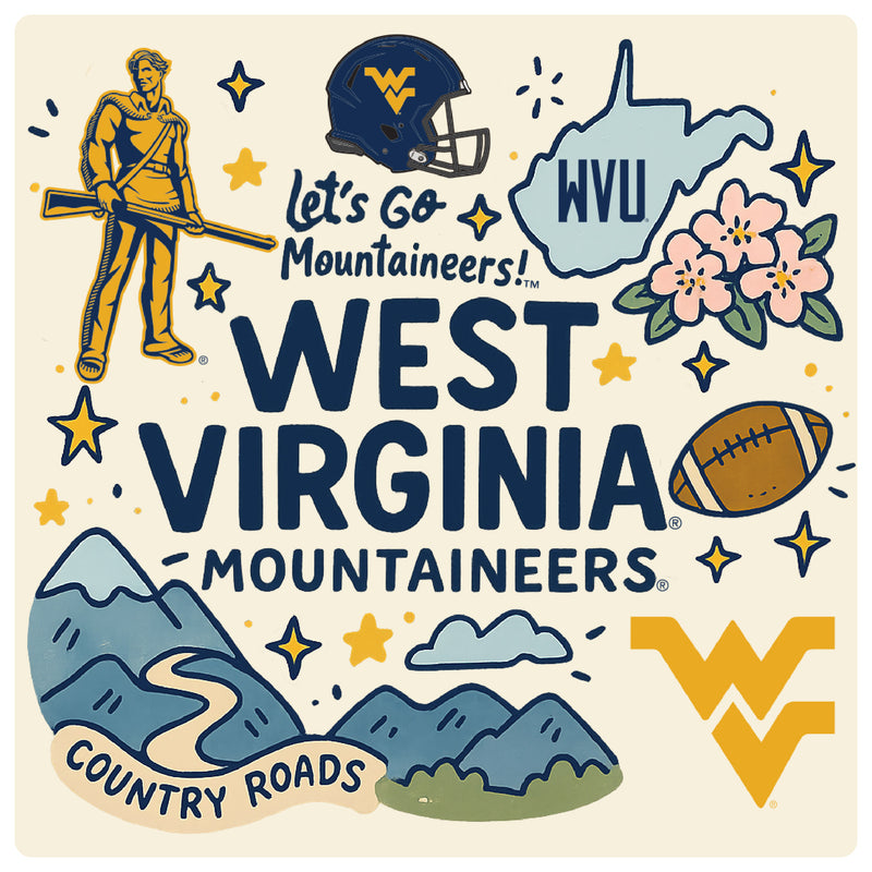 West Virginia Mountaineers Medley Design Decorative Magnet or Sticker – Officially Licensed 3-Inch
