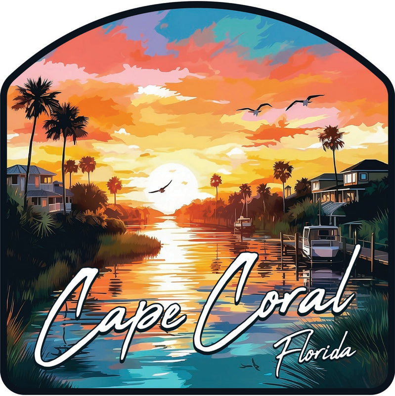 Cape Coral Florida Souvenir Decoratve Flat Magnet or Sticker 2-Inch